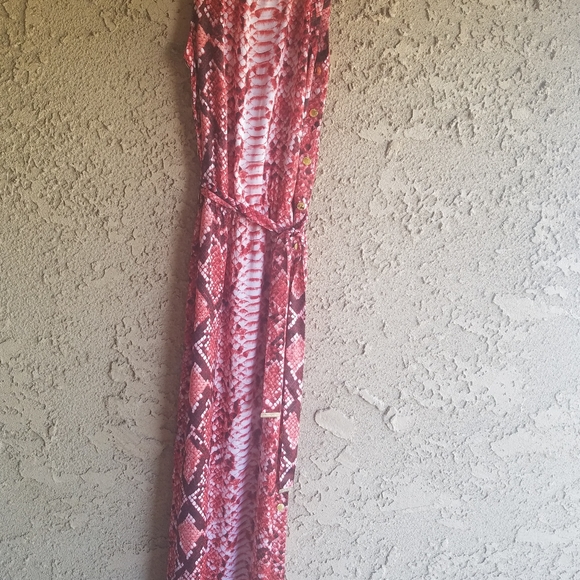 Michael Kors snakeskin print Red Dress snap button Small - Picture 8 of 8